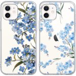 Tianyi - 2 pices coque pour iphone 12 mini 5, 4 , transparente souple silicone avec motif bleue fleur ...