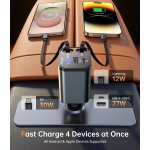 Tianyi - 4 en 1 rtractable chargeur voiture 69w chargeur voiture allume cigare usb c cble magique & ...