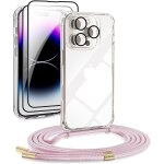 Tianyi - 5 en 1 set coque pour iphone 16 pro avec cordon, coque transparente anti - chute et anti - chocs ...