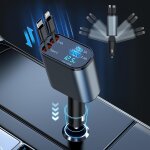 Tianyi - chargeur de voiture rtractable 100w chargeur allume cigare usb rapide 4 en 1, 2 cbles rtractables ...