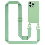 Tour de cou cha�ne pour apple iphone 14 pro max en liquid light green housse de protection en silicone ...