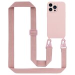 Tour de cou cha�ne pour apple iphone 14 pro max en liquid pink housse de protection en silicone avec ...