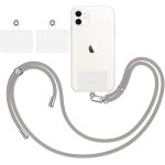 Tour de cou telephone portable cordon collier laniere universel [gris] + 2 patchs de fixation supplementaires ...