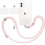 Tour de cou telephone portable cordon collier laniere universel [rose clair] + 2 patchs de fixation supplement ...
