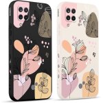 Trahoo - 2 pices coque pour samsung galaxy a12 4g 6, 5 , etui avec amusante fleur feuilles latral mignon ...