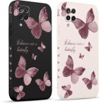 Trahoo - 2 pices coque pour samsung galaxy a12 4g 6, 5 , etui avec violet pente papillon mignon amusante ...