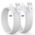 Trahoo - c�ble iphone chargeur iphone longue [3m / lot de 2] c�ble lightning nylon tress� ultra r�sistant ...