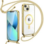 Trahoo - collier coque avec cordon pour iphone 14, transparent r�glable etui chain chaine housse de souple ...