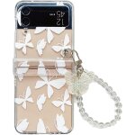 Trahoo - coque galaxy z flip 4 avec cha�ne, coque transparente portable avec charni�re cover rigide housse ...