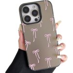 Trahoo - coque pour iphone 16 pro, etui de tlphone argent asthtique avec motif noeud en ruban, coque ...