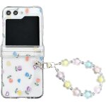 Trahoo - coque pour samsung galaxy z flip 5 2023, clear hard pc charni�re protecteur case avec wristband ...