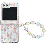Trahoo - coque pour samsung galaxy z flip 5 2023, clear hard pc charni�re protecteur case avec wristband ...