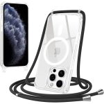 Trahoo - magn�tique coque pour iphone 11 pro max avec cordon, compatible avec magsafe transparent r�glable ...