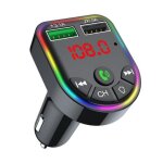 Transmetteur fm bluetooth 5. 0, chargeur de voiture, lecteur mp3, lumi�re d'ambiance color�e, adaptateur ...