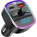 Transmetteur fm bluetooth voiture, bluetooth 5, 4 lecteur mp3 adaptateur kit emetteur fm voiture chargeur ...