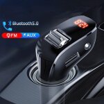 Transmetteur fm sans fil pour voiture, kit mains libres aux, bluetooth 5. 0, double usb, chargeur de ... Transmetteur fm sans fil pour voiture, kit mains libres aux, bluetooth 5. 0, double usb, chargeur de ...