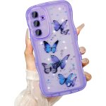 Transparent coque pour samsung galaxy s25 plus 5g, curly wave frame etui en silicone liquide, housse ...