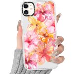 Transparente coque pour iphone 12 mini, aesthetic hibiscus fleur et� flower rosa motif etui mignon design ...