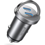 Twq - chargeur voiture, chargeur allume cigare - [usb c 30w + usb c 30w] compact & invisible, design ...