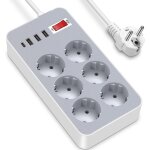 Twq - multiprise electrique, multiprise 6 prises avec 4 ports usb chargeur de voyage(5v 2a / 12w), parasurtens ... Twq - multiprise electrique, multiprise 6 prises avec 4 ports usb chargeur de voyage(5v 2a / 12w), parasurtens ...