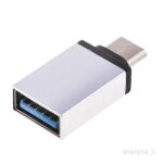Usb 3. 0 femelle vers convertisseur m�le adaptateur otg type - c chargeur usb argent