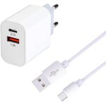 Usb c charger, 10w qc3. 0 2 ports charger plug [usb c + usb] + type c cable for iphone, samsung, xiaomi, ...