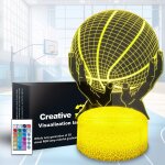 Veilleuse de basket - ball 3d pour fans de sport, lampe de chevet 3d, 16 couleurs changeantes, lampe ...