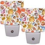 Veilleuses colorees en forme d'etoile de mer, coquillage decoratif enfichable avec capteur automatique ...