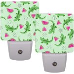 Veilleuses en forme d'alligator pasteque, decoratives enfichables, avec capteur automatique intelligent, ...