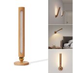 Veilleuse intelligente rotative a 360 degrs en bois, connexion magntique, luminaire dcoratif d'intrieur, ...