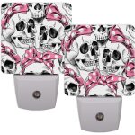 Veilleuses led en forme de crne avec noeud papillon, avec capteur intelligent, pour chambre a coucher, ...