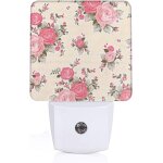 Veilleuse en papier peint floral rose, capteur intelligent du crpuscule a l'aube, pour chambre a coucher, ...