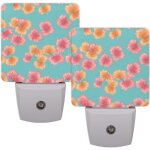 Veilleuses de petales de fleurs de dessin anime, decoratives enfichables, avec capteur automatique intelligent ...