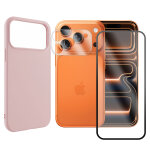 Verre tremp� pour apple iphone 17 pro max 6. 9  + verre tremp� cam�ra arri�re + coque rose silicone souple ...