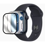 Verre tremp� avec bords noir + coque de protection souple silicone gris pour apple watch series 9 41mm ...