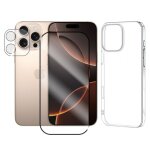 Verre tremp� avec bordures noires pour iphone 16 pro 6. 3  + verre tremp� cam�ra arri�re + coque de protection ...