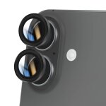 Protection d'objectif cam�ra pour iphone 16 avec contour renforc� noir