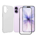 Verre tremp� + coque de protection blanc souple silicone pour apple iphone 17 6. 3  - visiodirect -