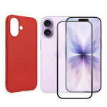 Verre tremp� + coque de protection rouge souple silicone pour apple iphone 17 6. 3  - visiodirect -
