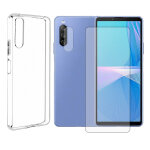 Verre tremp� pour sony xperia 10 v 6. 1  xq - dc72, xq - dc54 + verre tremp� cam�ra arri�re + coque transparen ...