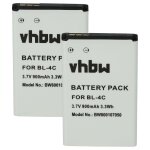 Vhbw 2x batterie compatible avec rollei compactline 83 t�l�phone portable (900mah, 3, 7v, li - ion)