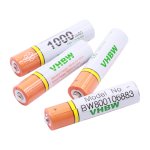 Vhbw lot 4 piles rechargeables aaa, hr03 1000mah compatible avec siemens gigaset cx610a isdn, e300, e300a, ...