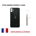 Vitre arri�re compatible iphone 12 noir 6. 1 qualit� origine en verre, coque cache batterie double face ...