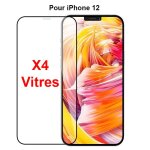 Vitre de protection int�grale en verre tremp� pour iphone 12 - lot de 4