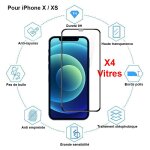 Vitre de protection int�grale en verre tremp� pour iphone x / xs - lot de 4