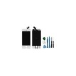 Vitre tactile pour apple iphone 5 blanc + ecran lcd rtina assembl + film + outils + notice