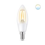 Wiz smarte filament lampe avec kaltblancem jusque warmblancem licht kerzenform e14