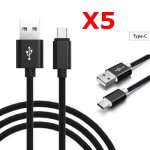 X5 c�ble metal nylon renforc� chargeur usb / type c longueur 2m couleur noir compatible samsung lg sony ...