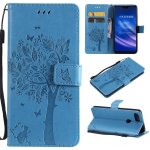 Xiaomi mi 8 lite coque, saturcase arbre a chat gaufrage pu cuir magntique flip portefeuille support ...