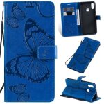 Xm pour housse samsung galaxy a10s t�l�phone pochette housse anti choc avec support pu cuir r�tro - bleu ...